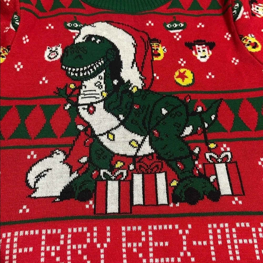 Disney Pixar Toy Story Kids Festive Red and Green Christmas Sweater - Picture 3 of 6